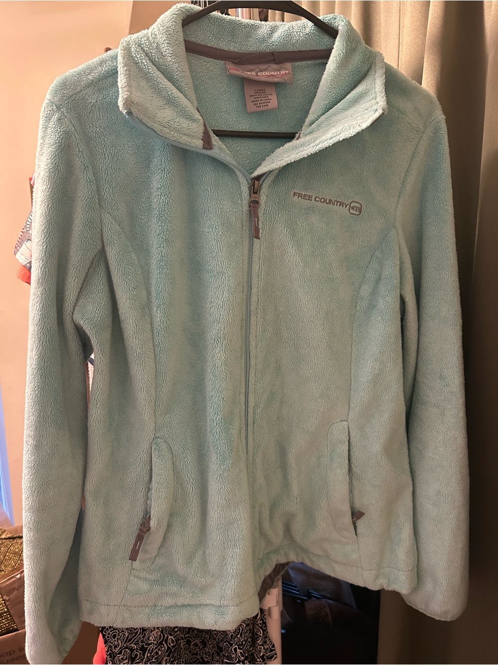 Free Country Light Aqua Teddy Fleece Jacket